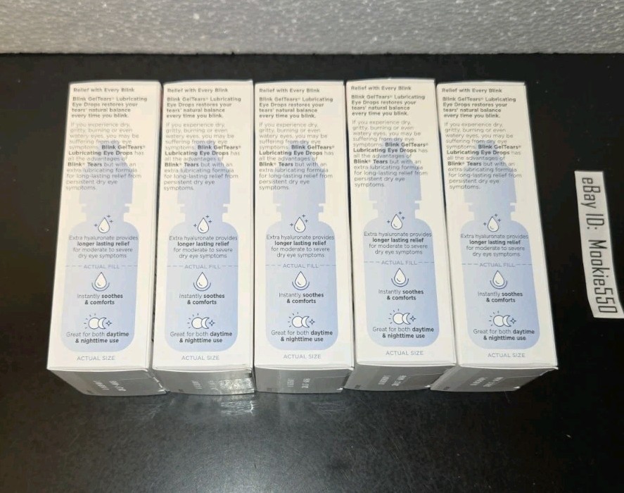 EXP 03/2026+! 5 Box Lot BLINK Gel Tears MODERATE SEVERE Eye Drops 0.34 OZ 10mL