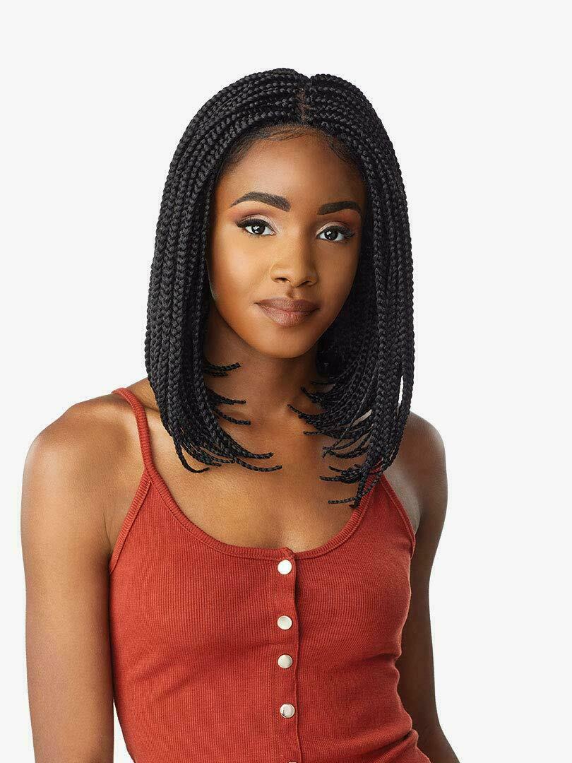 Women Synthetic Black Box Braided Wigs Short Bob Cornrow Braids Wigs None Lace
