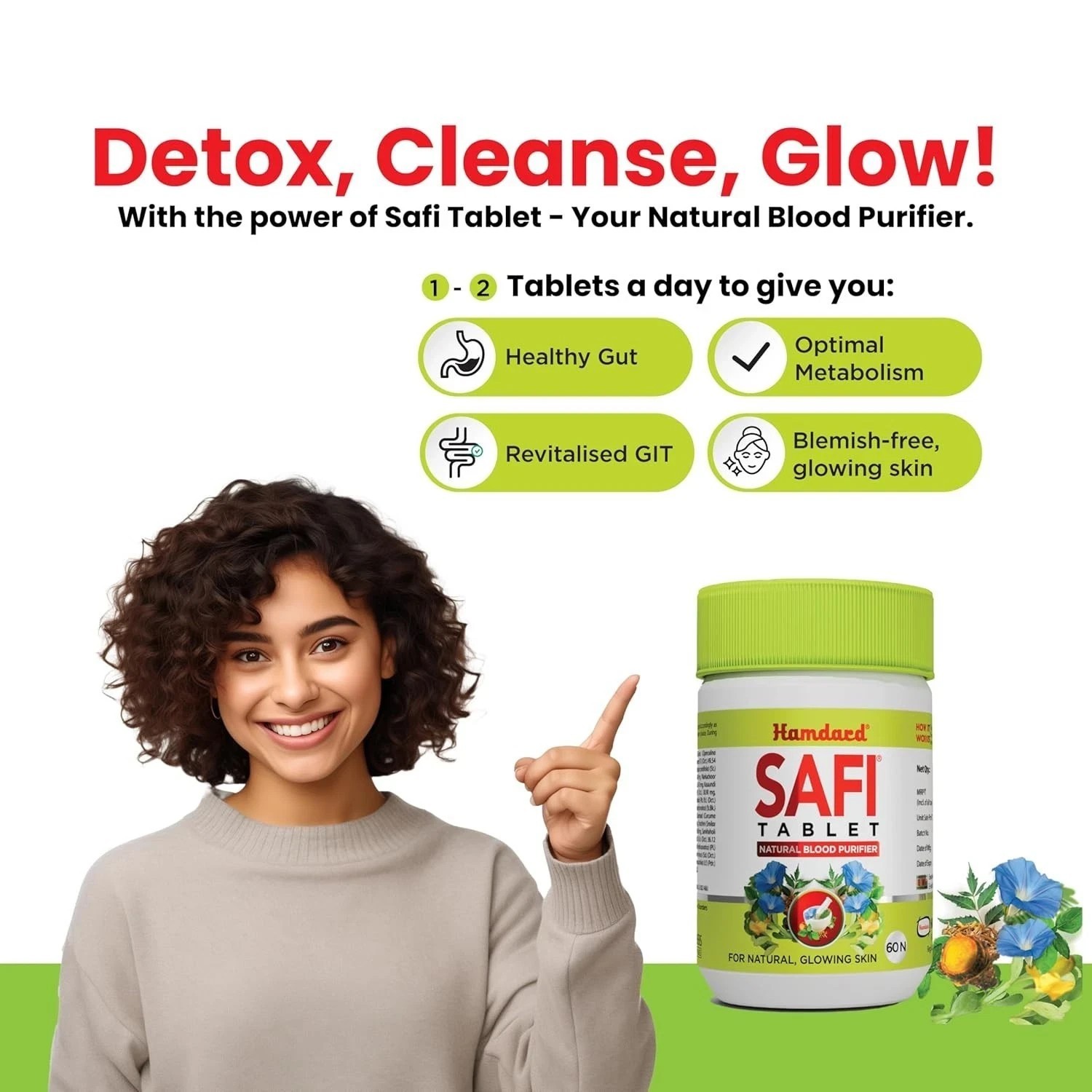 Hamdard Safi Tablet for Healthy & Glowing Anti-Bacterial & Detoxifier 60 Tablets