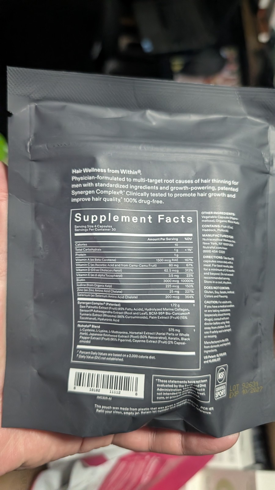 Nutrafol Men Hair Growth Nutraceutical 120 Capsules Refill Pouch