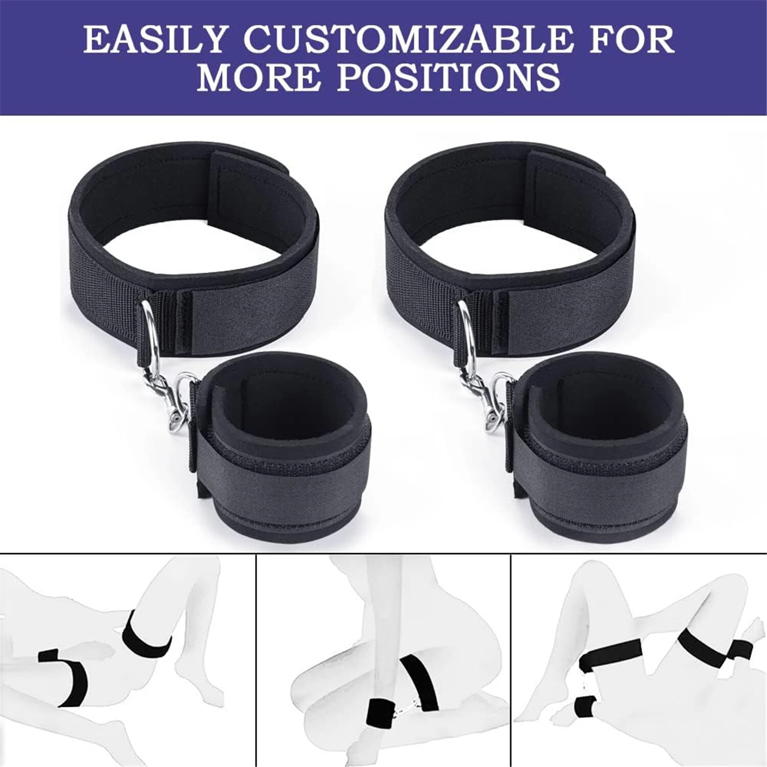 Bed Restraint Bondage Set Harness Handcuffs Ankle Wrist Cuffs Adult Couples BDSM