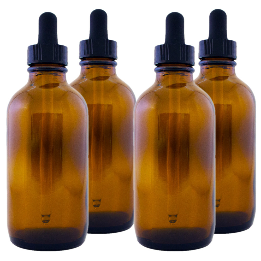 4 fl oz Amber Glass Bottle w/ Glass Dropper – Multi-packs with FREE SHIPPING!