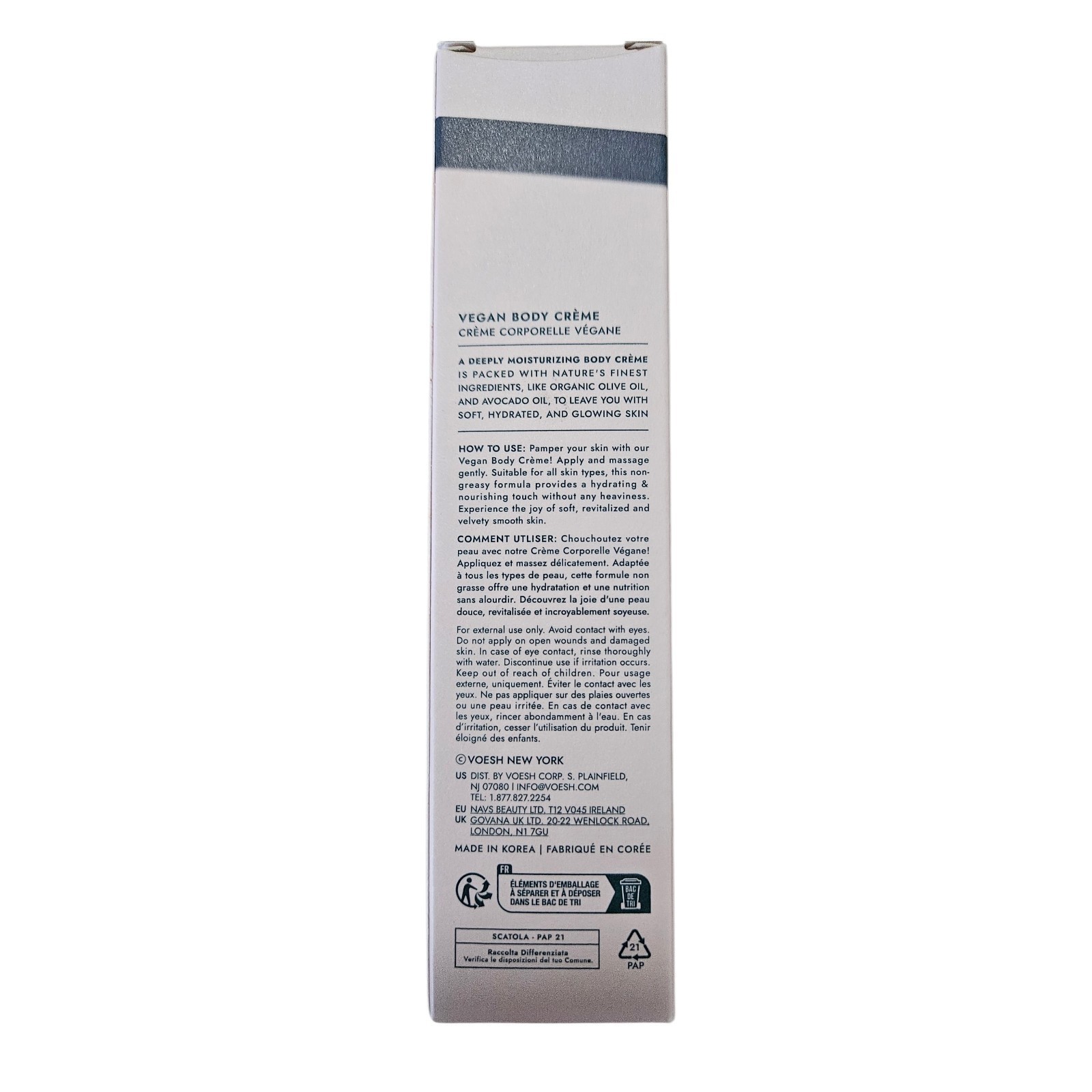 VOESH New York Vegan Jasmine Soothe Body Crème Moisturizer 3 fl oz/88 mL