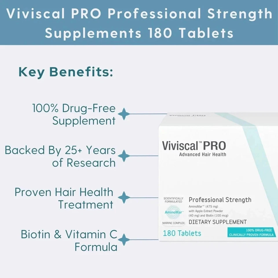 3 Pack of VIVISCAL PRO – Professional Hair Growth Tablets 540 Exp. 12/2027
