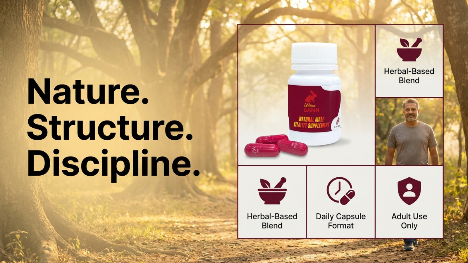 Ultra Bann Men’s Performance | 1 Cap = 2 Days | Premium 30-Day Formula 40+