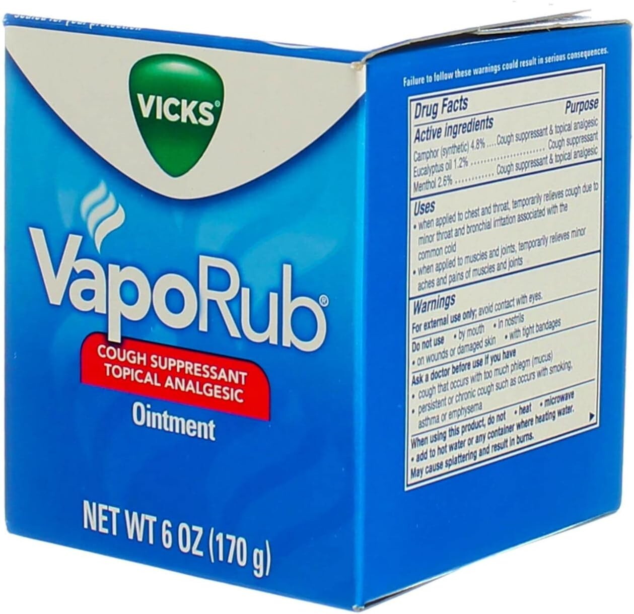 Vicks VapoRub Cough Suppressant Topical Analgesic Ointment 6 oz (Pack Of 6 Jars)