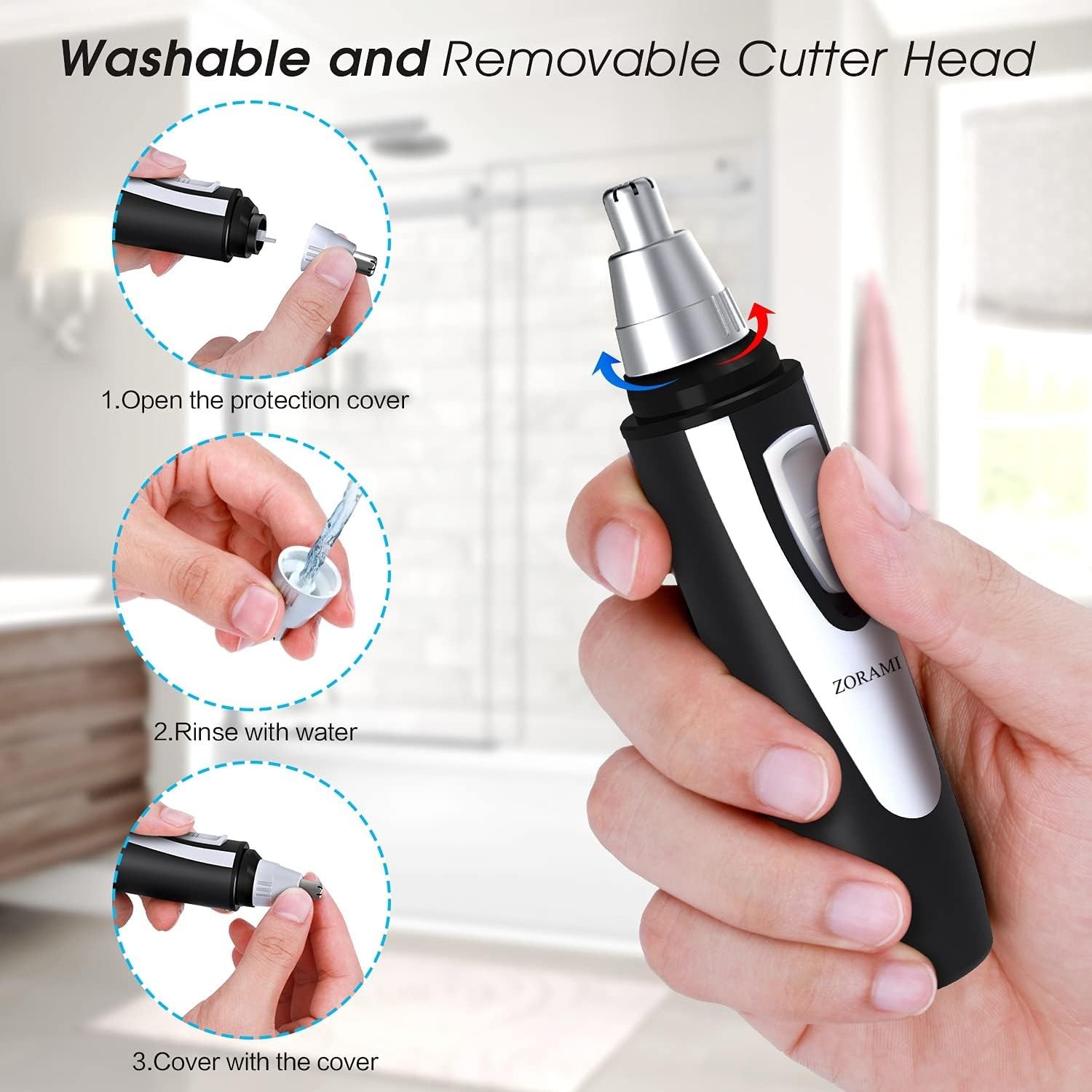 Effortless Grooming with Waterproof Nose & Eyebrow Trimmer – 30-Day Money-Back