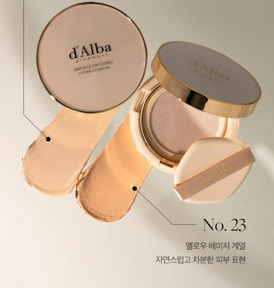 Dalba Serum Glow Fixing Cover Cushion Foundation No 23 Yellow Beige 17g