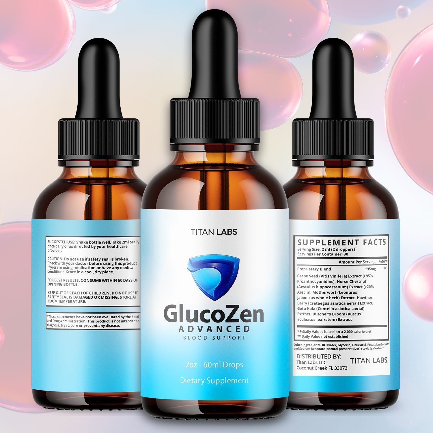 (1 Pack) GlucoZen Drops Advanced Blood Support Supplement Gluco Zen 30 Servings