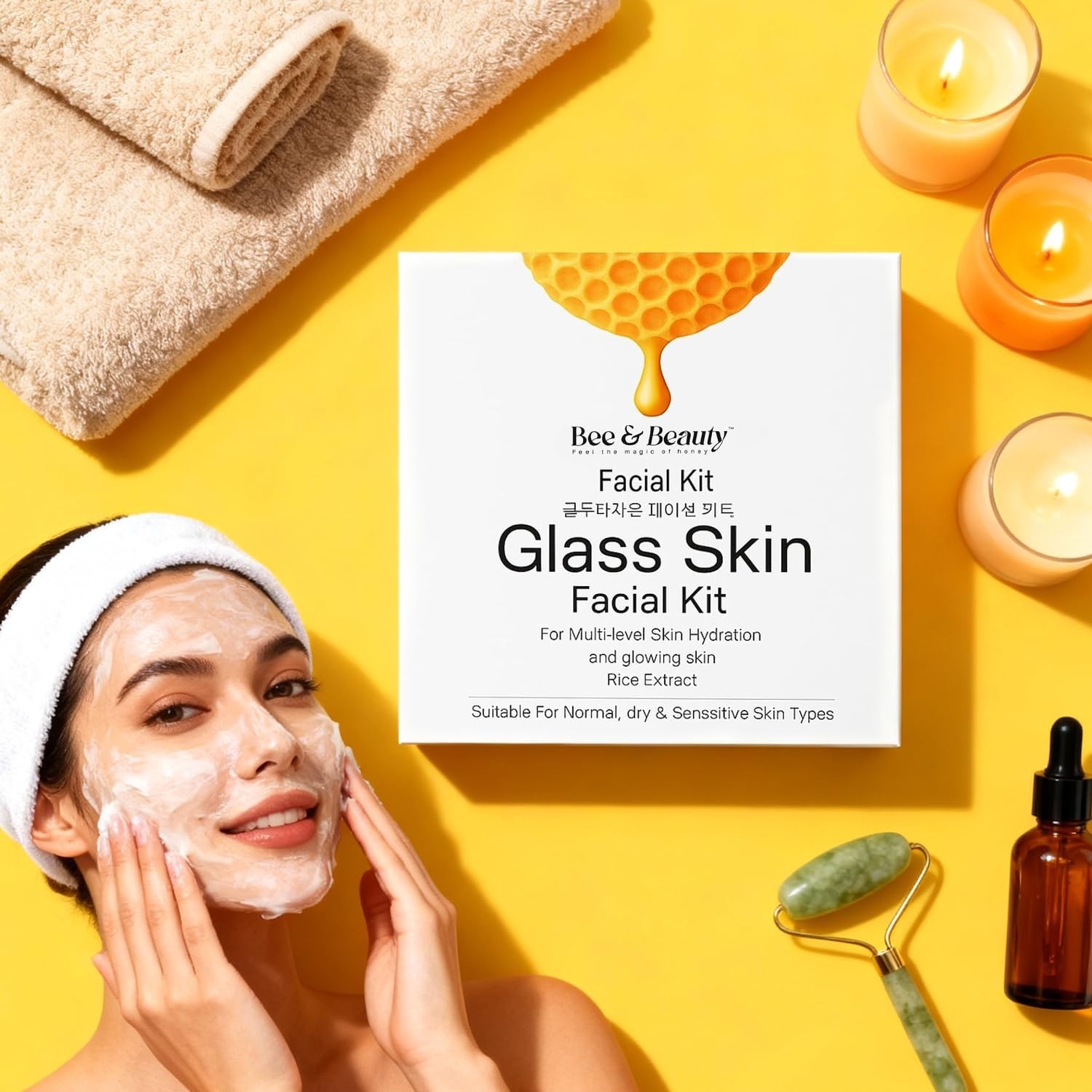 BEE & BEAUTY Facial Kit For Glass Glow Skin With Professional Spa Facial Pack