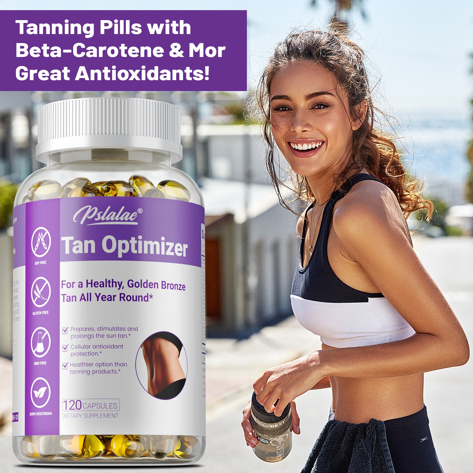 Tan Optimizer 120pcs – Natural Tanning,Improve Dryness and Roughness,Skin Health