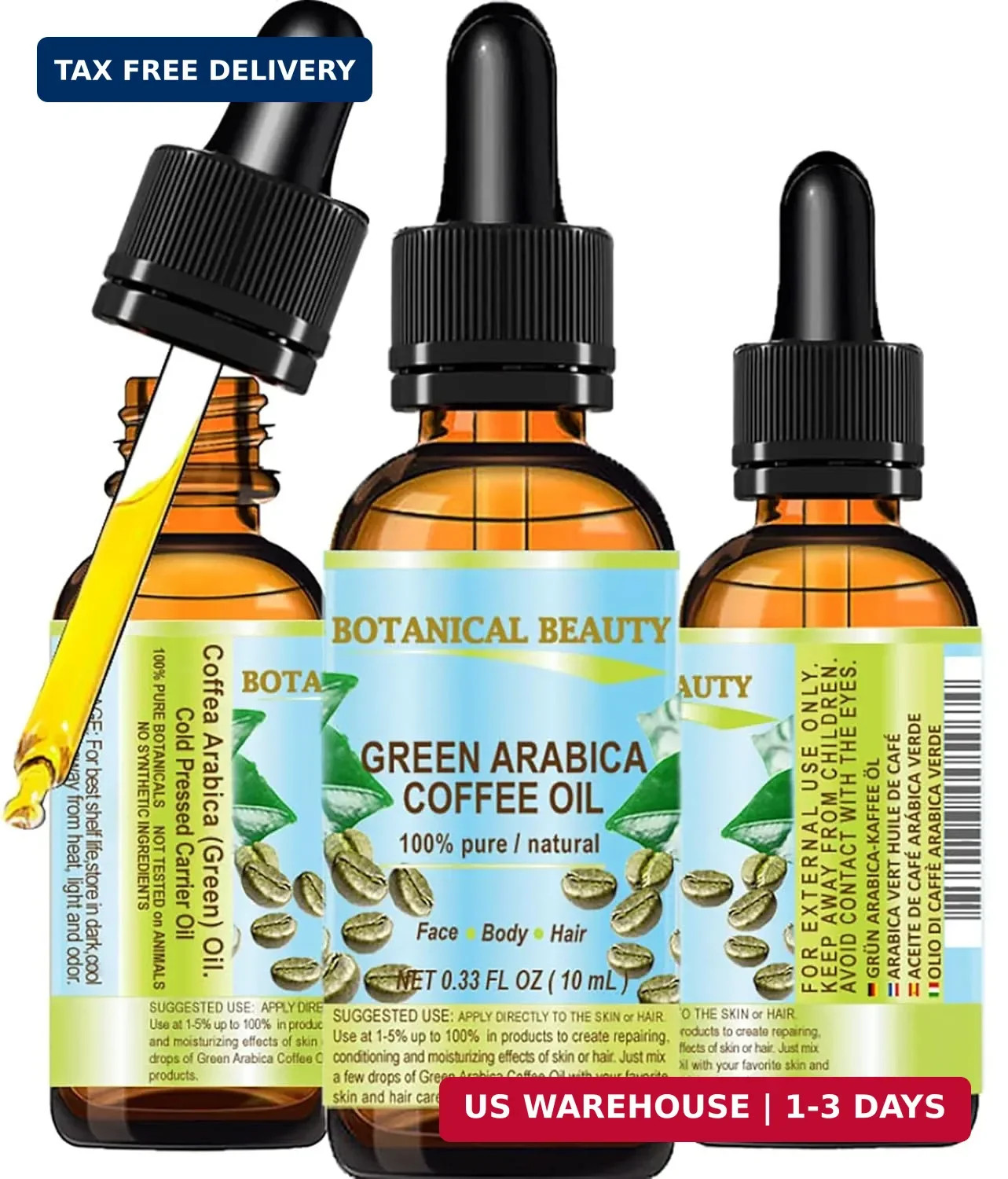 Botanical Beauty GREEN ARABICA COFFEE OIL Brazilian 100% Pure Virgin Unrefined f