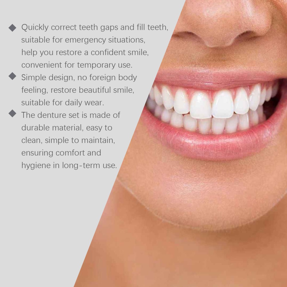 2 Pack Full Denture Set for Men and Women Upper and Lower Denture False Teeth