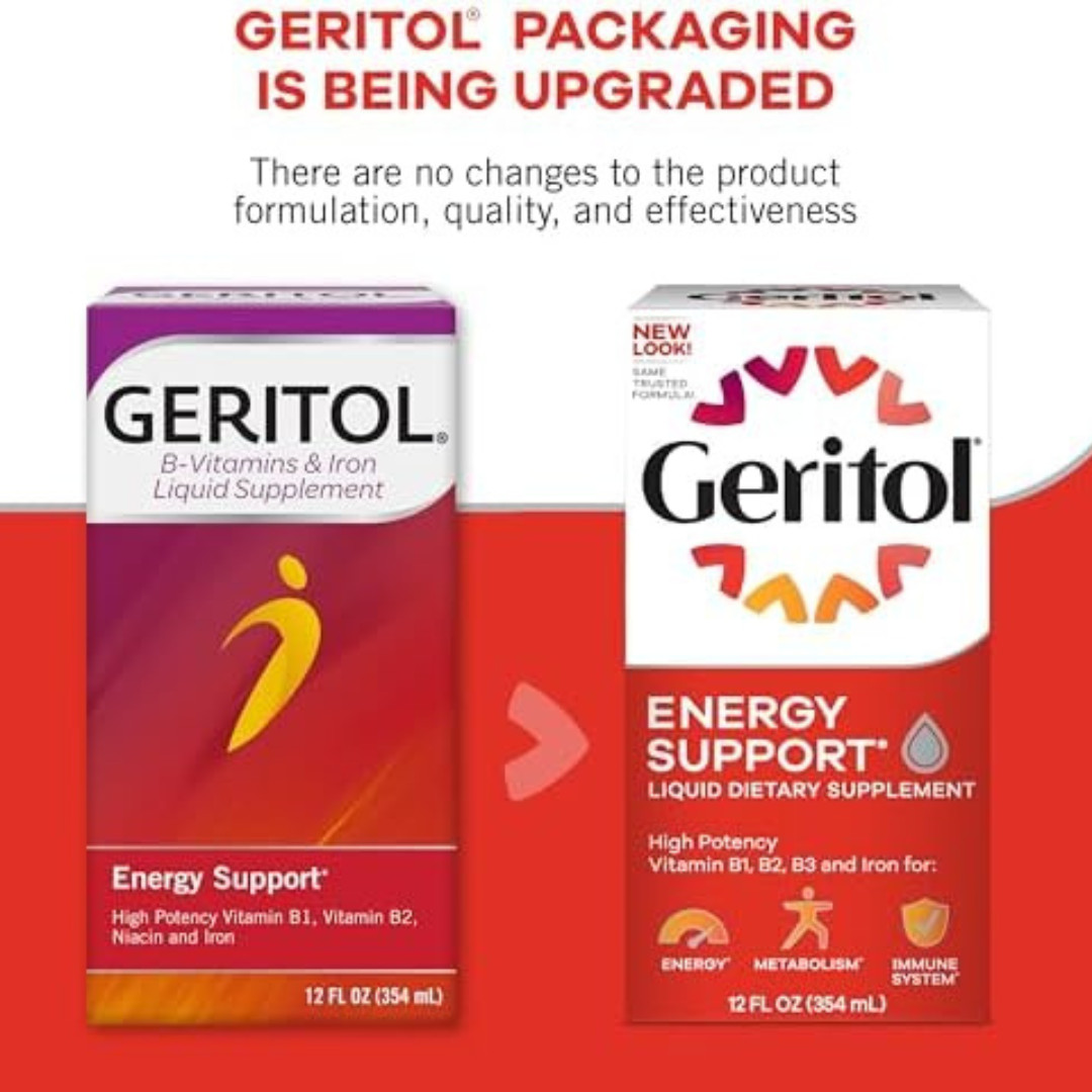 Geritol Liquid Multivitamin and Iron Supplement for Energy Support 12 Fl OzH