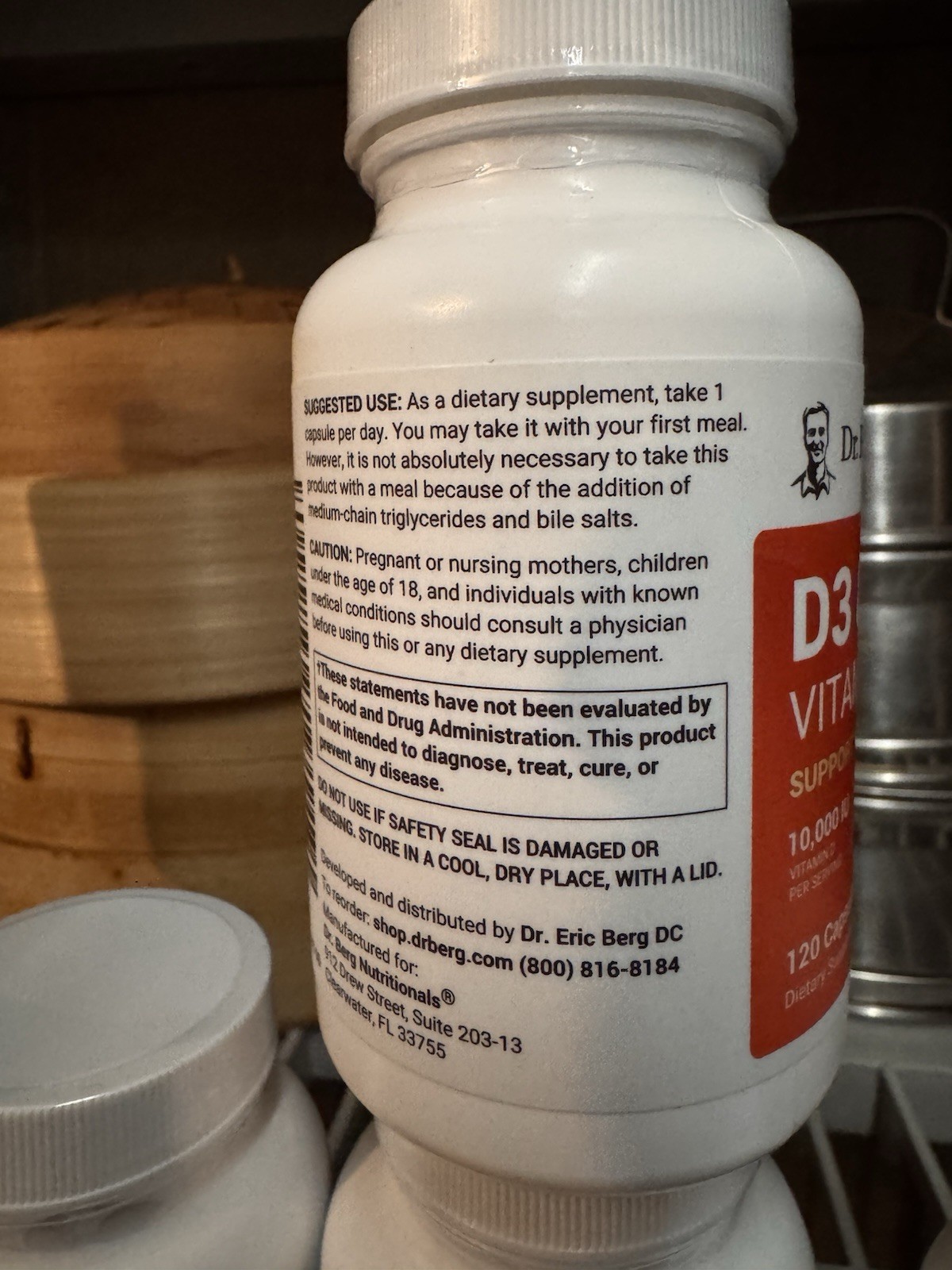 FOUR Dr. Berg’s Nutritionals 100mg Vitamin D3 & K2 Supplement – 120 Capsules