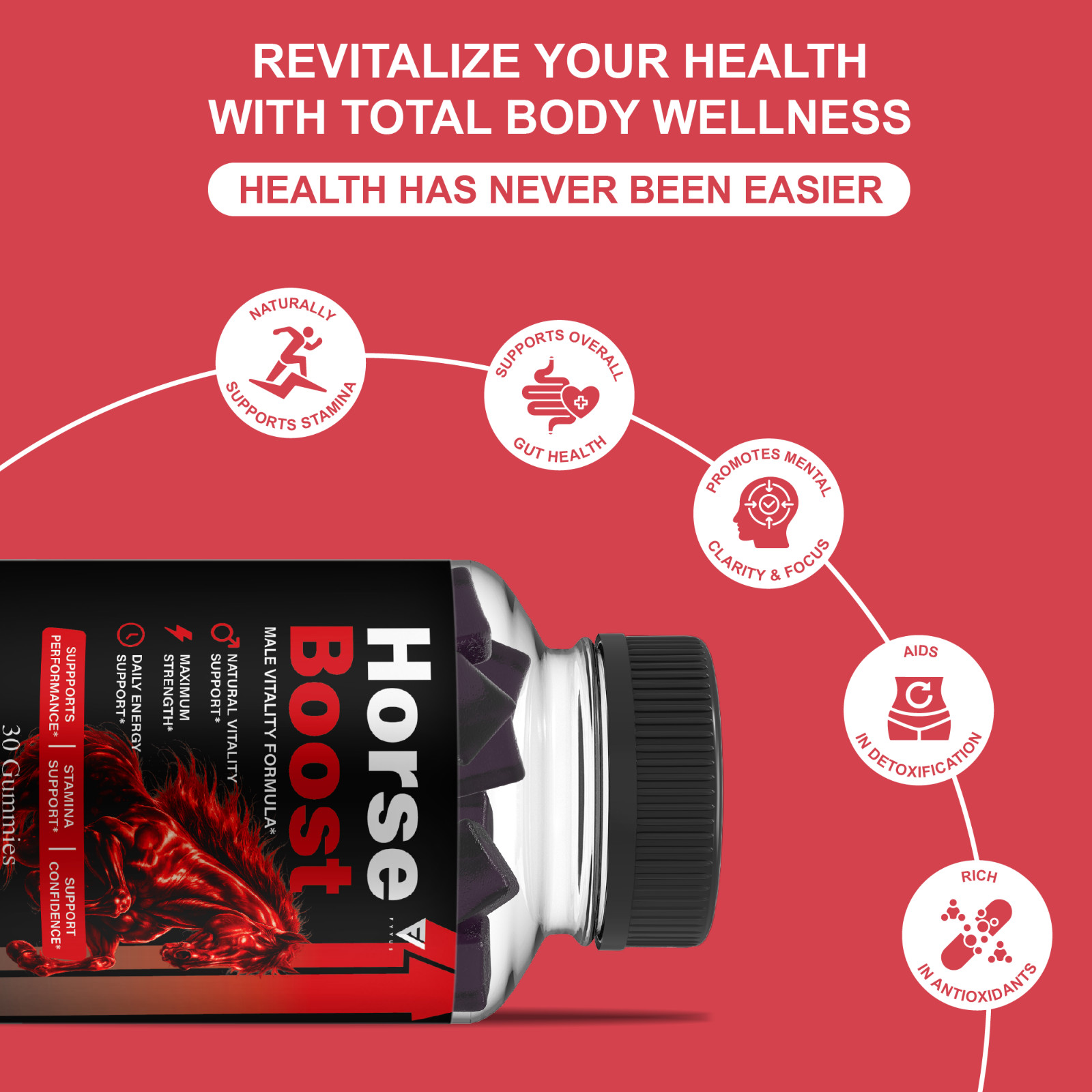 (3 Pack) Horse Boost Gummies, HorseBoost Male Performance (90 Gummies)