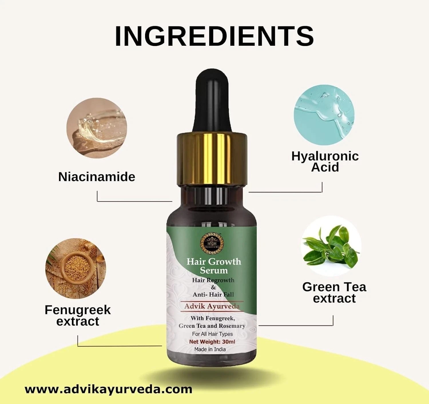 Advik Ayurveda Hair Growth Serum 30ml Each Set Of 2