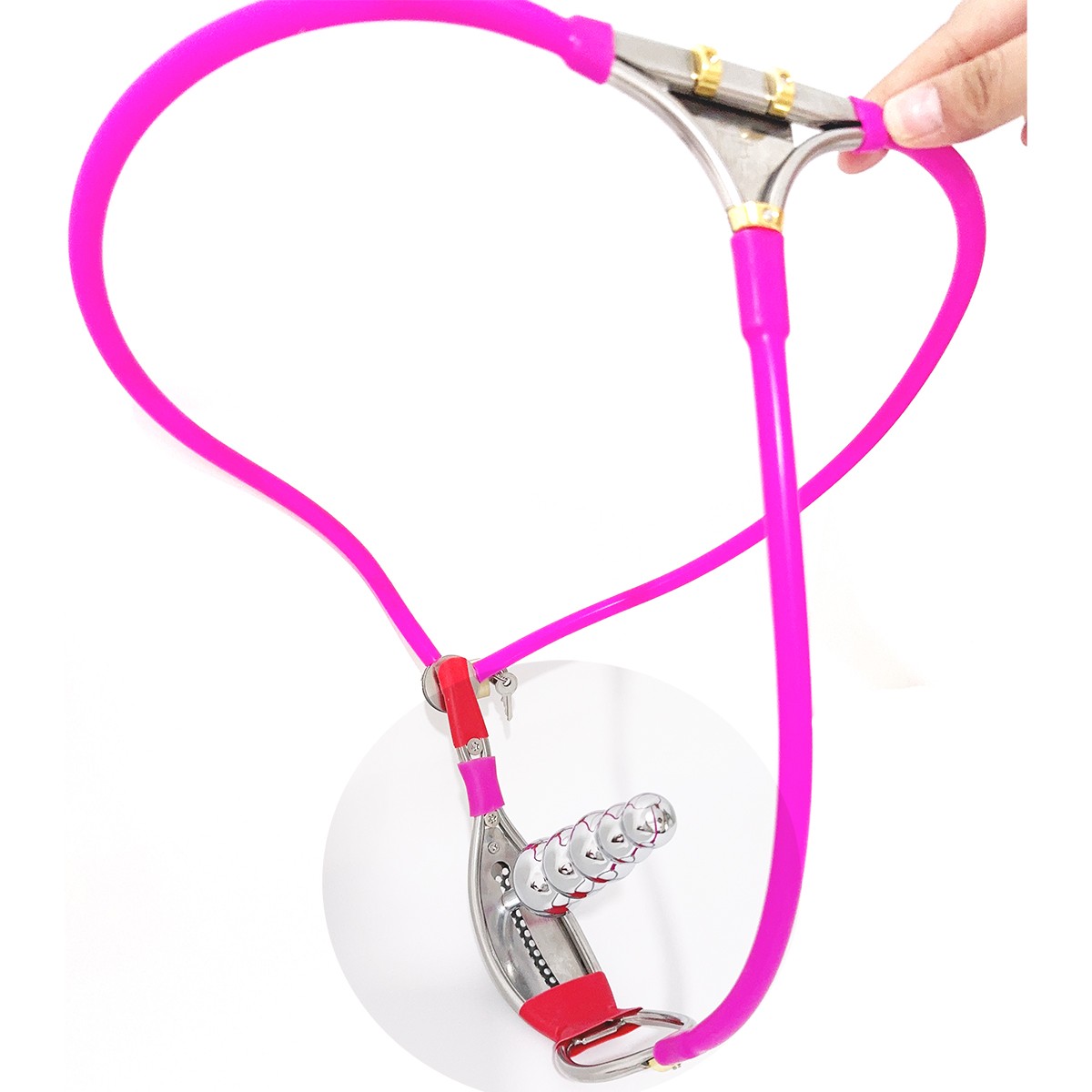 Stainless Steel Chastity Belt Invisible Lockable With Vaginal Plug For Female