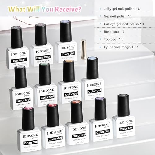 Candy Jelly Gel Nail Polish Set 9 Colors Pink Purple Yellow Blue Green with