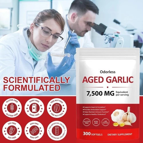 1 PACK Elare Aged Garlic Extract, 300 Softgels, 7500mg Odorless | Heart & Immune