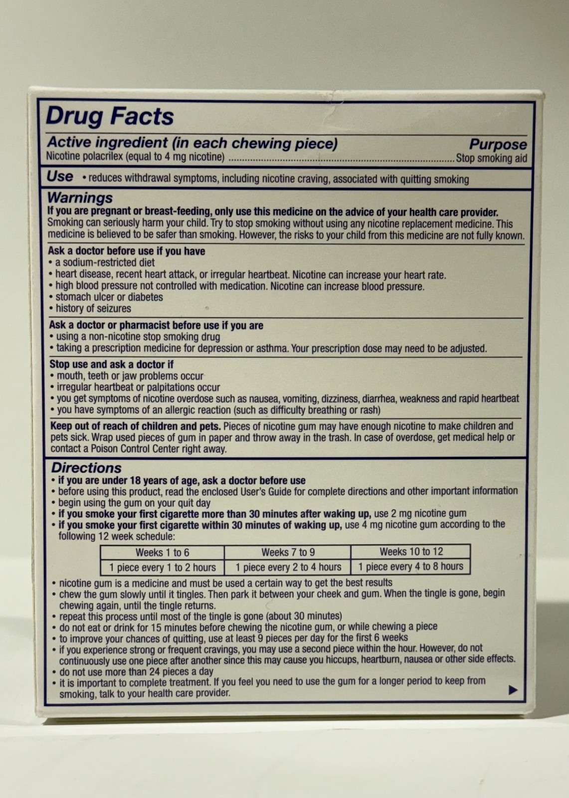 Nicorette 4 mg Nicotine Stop Smoking Aid Gum White Ice Mint – 160 Ct Exp 2027+