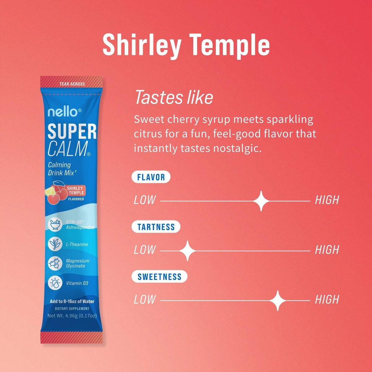 Nello Supercalm Drink Mix Supplement Powder – Shirley Temple – 10ct