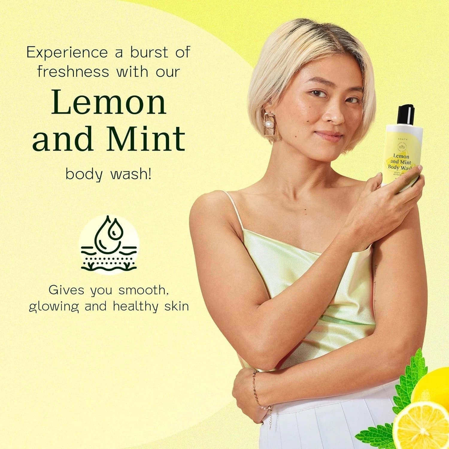 Arata Lemon Mint & Hyaluronic Acid Body Wash – 300 ml