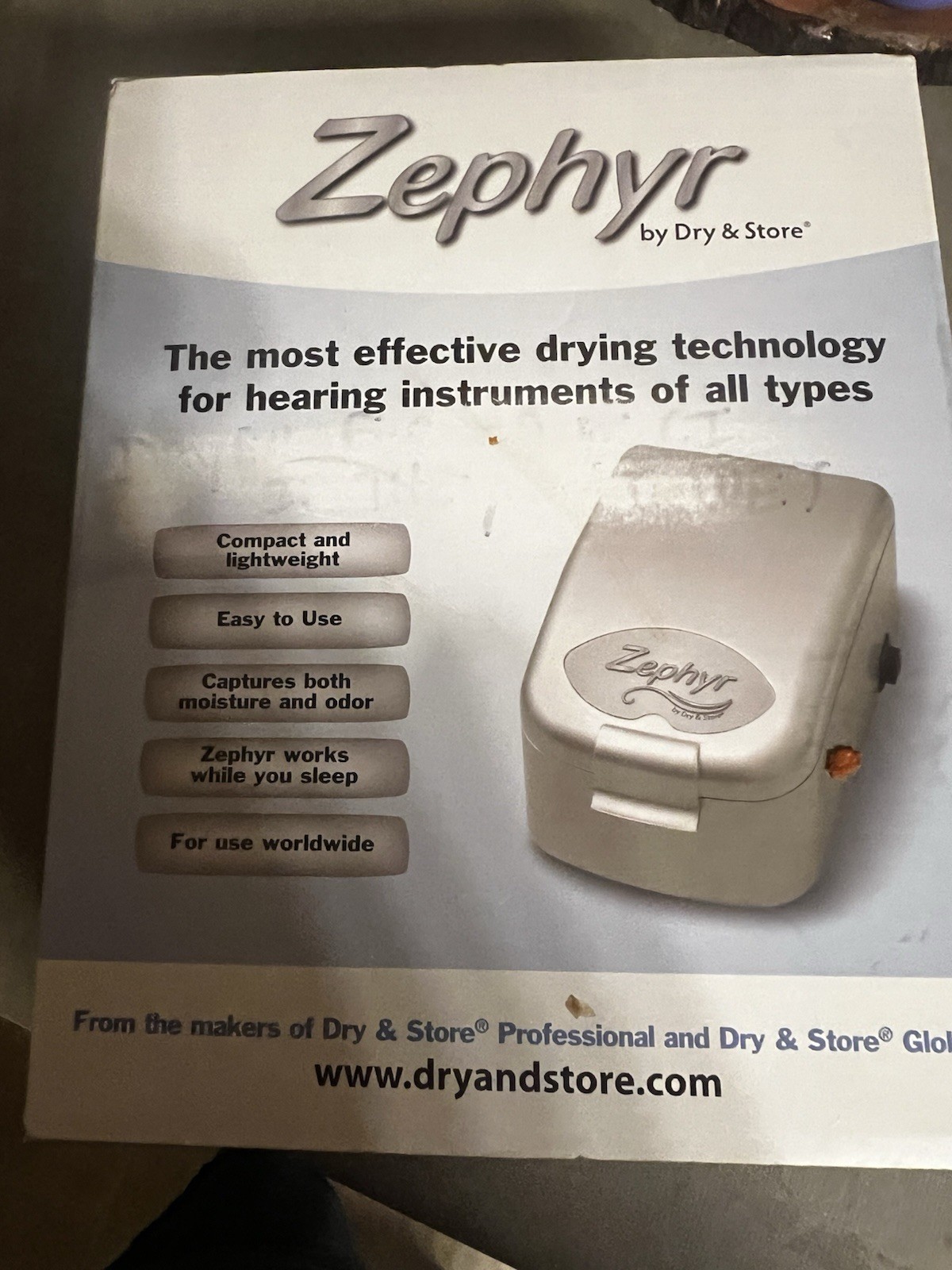 ZEPHYR BY DRY & STORE HEARING AID AIDS DRYER DRYING STORAGE CASE NEW SEALED