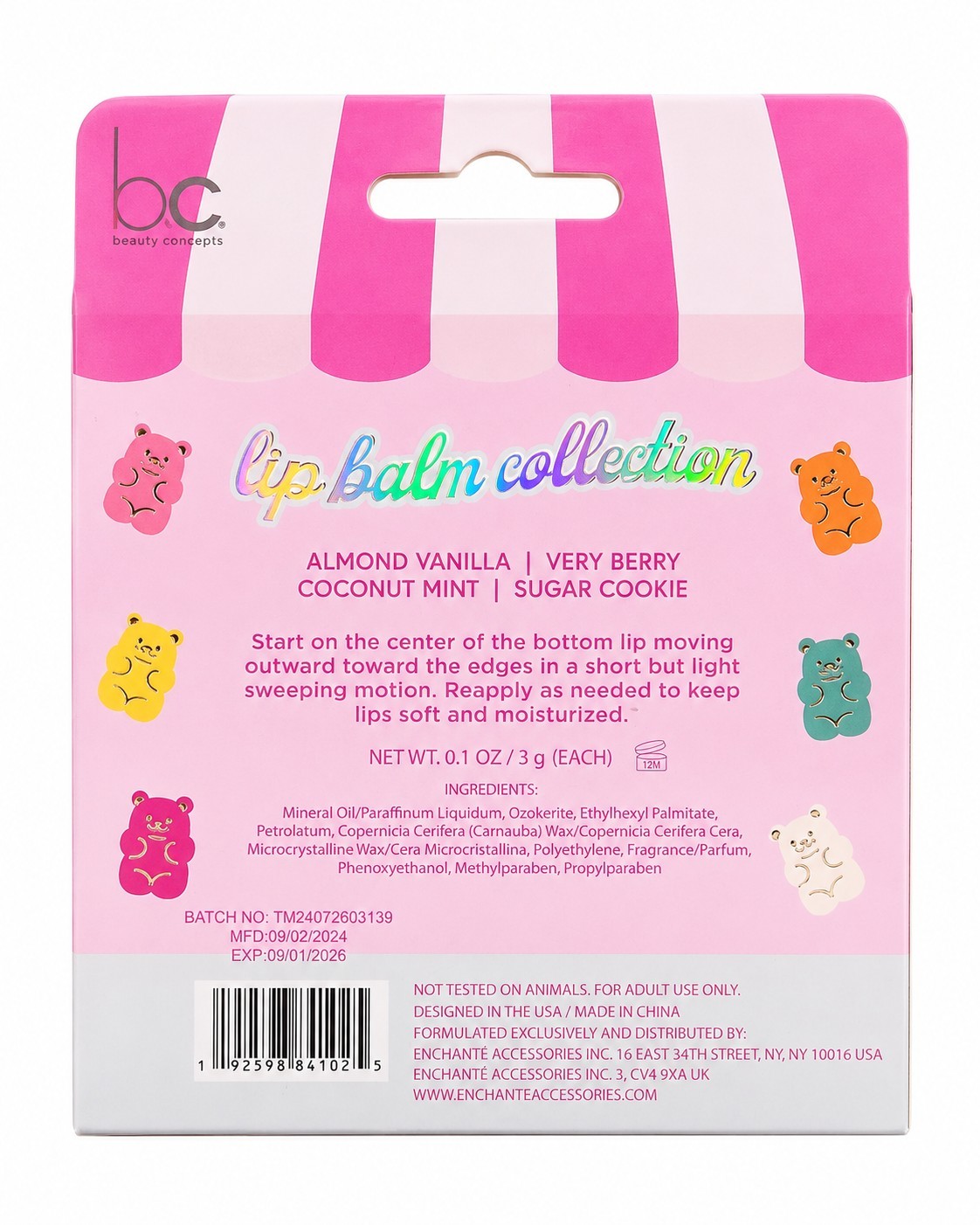 Beauty Concepts Lip Balm Collection Set of 4 Moisturizing Products