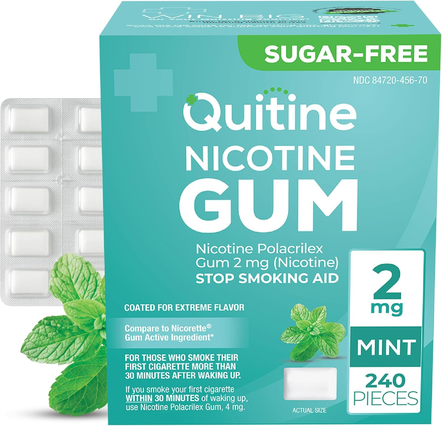 Nicotine Gum 2Mg, Mint Flavor, Stop Smoking Aid – Relieve Nicotine Cravings with