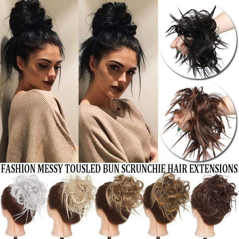 Curly Messy Bun Hair Piece Scrunchie Updo Cover Hair Extensions Real As Human US