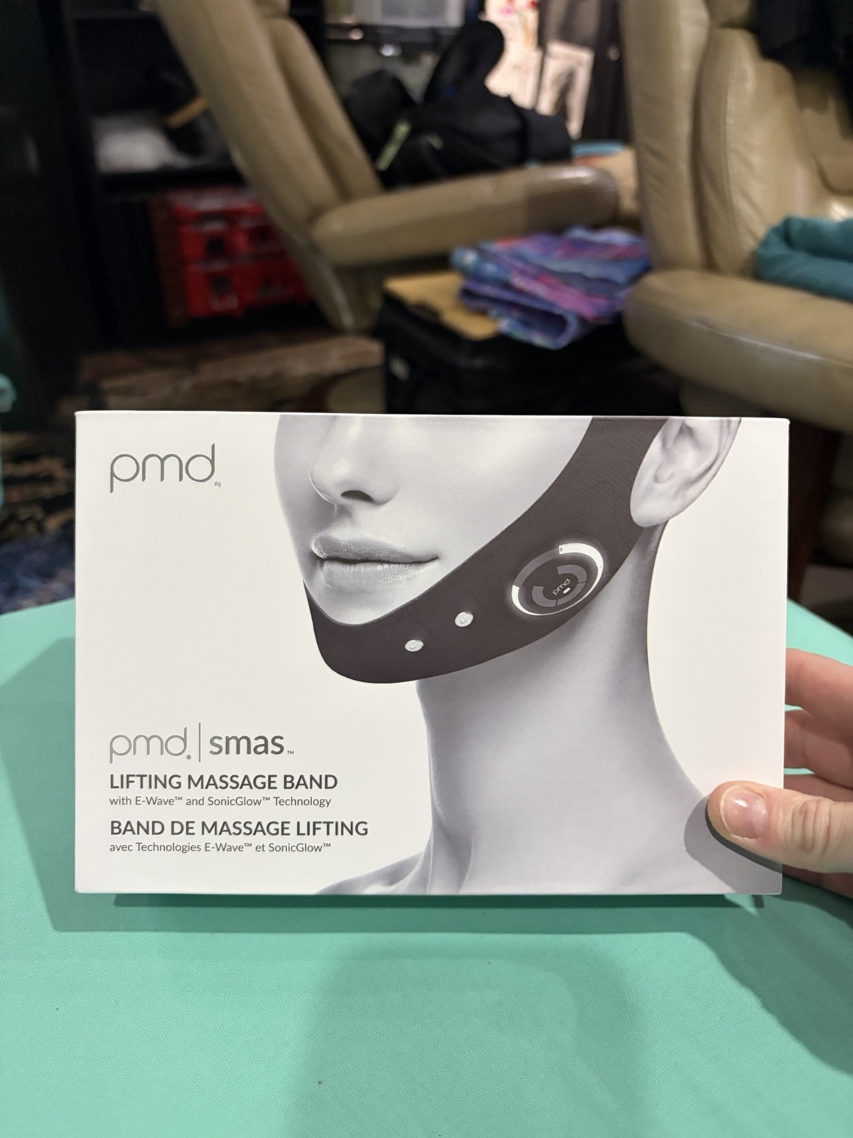 PMD SMAS Hands-Free Rechargeable Vibrating Face/Neck Massage Band Black
