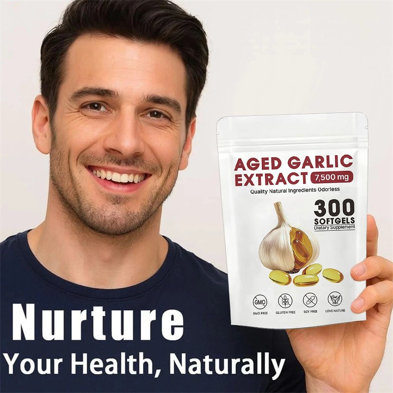 Odorless Garlic 7500mg Per Servings, 300 Softgels 2 Years Aged Garlic Extra