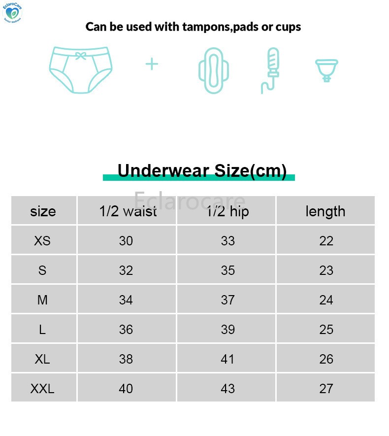 3pcs Period Underwear Women Mid-rise 4-layer Leak-Proof Menstrual Panties
