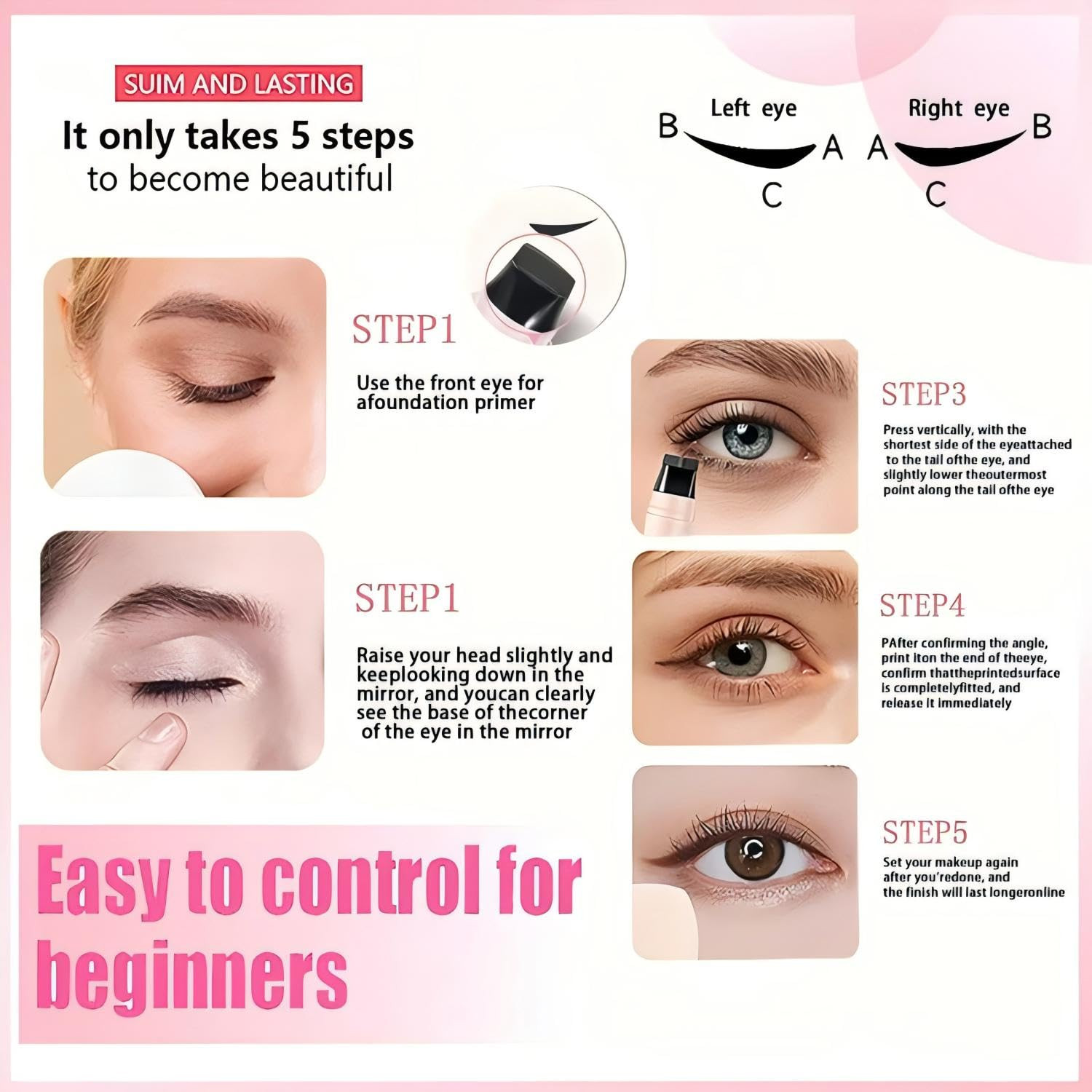 Winged Eyeliner Stamp Pen Dual Head Rotating Design, Quick-Dry, Long-Lasting, Sm