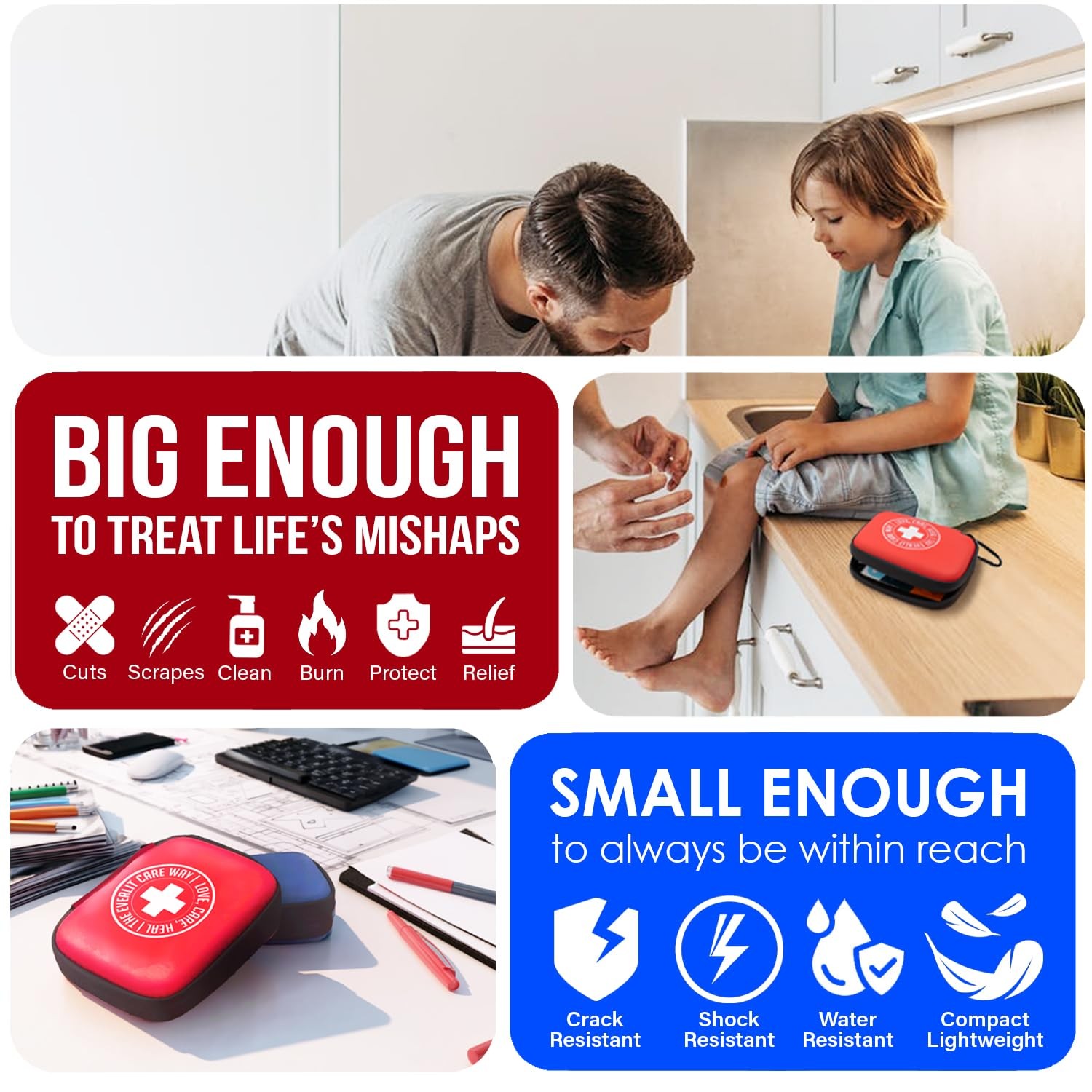 EVERLIT CARE MiniAid First Aid Kit | Compact & Lightweight Case with Carabine…