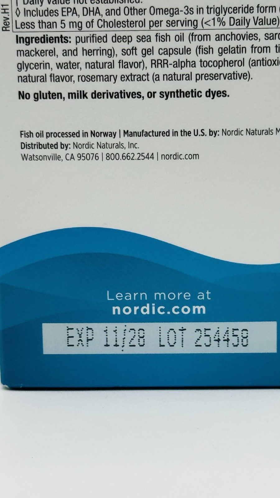 Nordic Naturals Ultimate Omega Fish Gelatin 1280mg 60ct Ex 11/2028