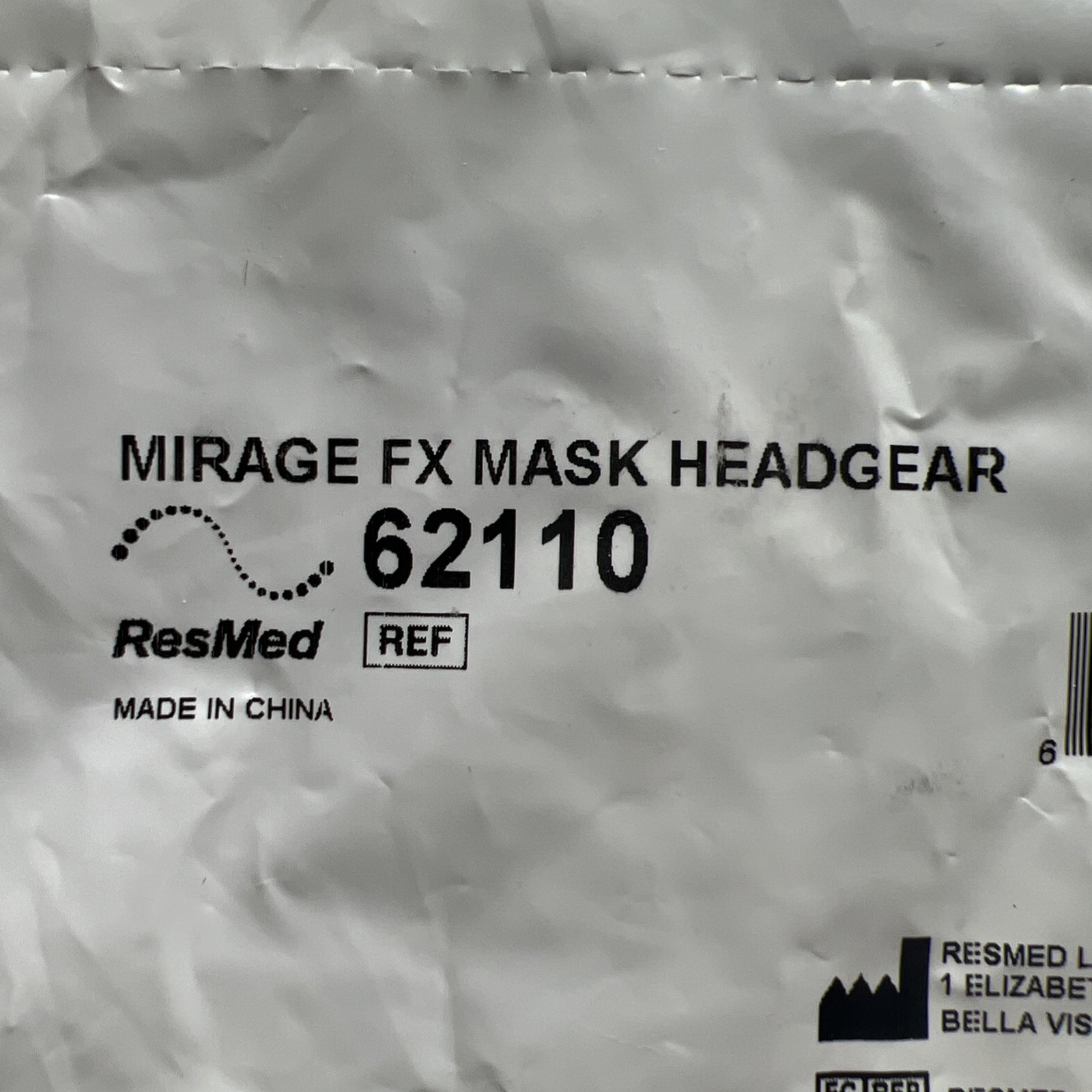 62110 ResMed Mirage FX Standard Size HEAD GEAR STRAP ONLY Sealed New