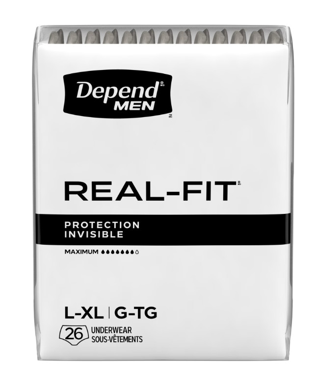 Depend Real Fit Incontinence Underwear for Men, Adult, L/XL, Grey, 52 Count