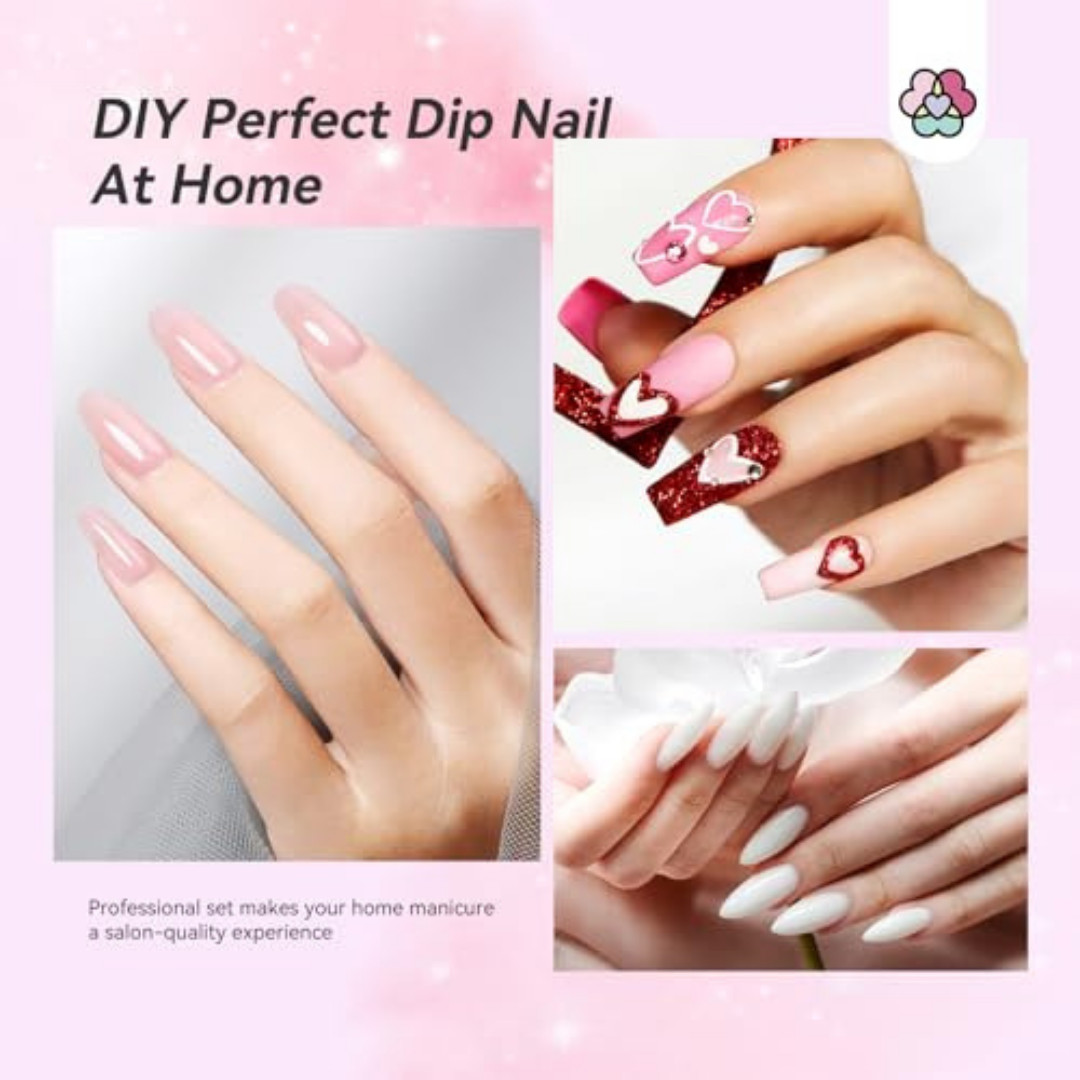 Dip Powder Liquid Set: 4 Pcs Nail Dip Liquid Set with Base Activator Top Coat an