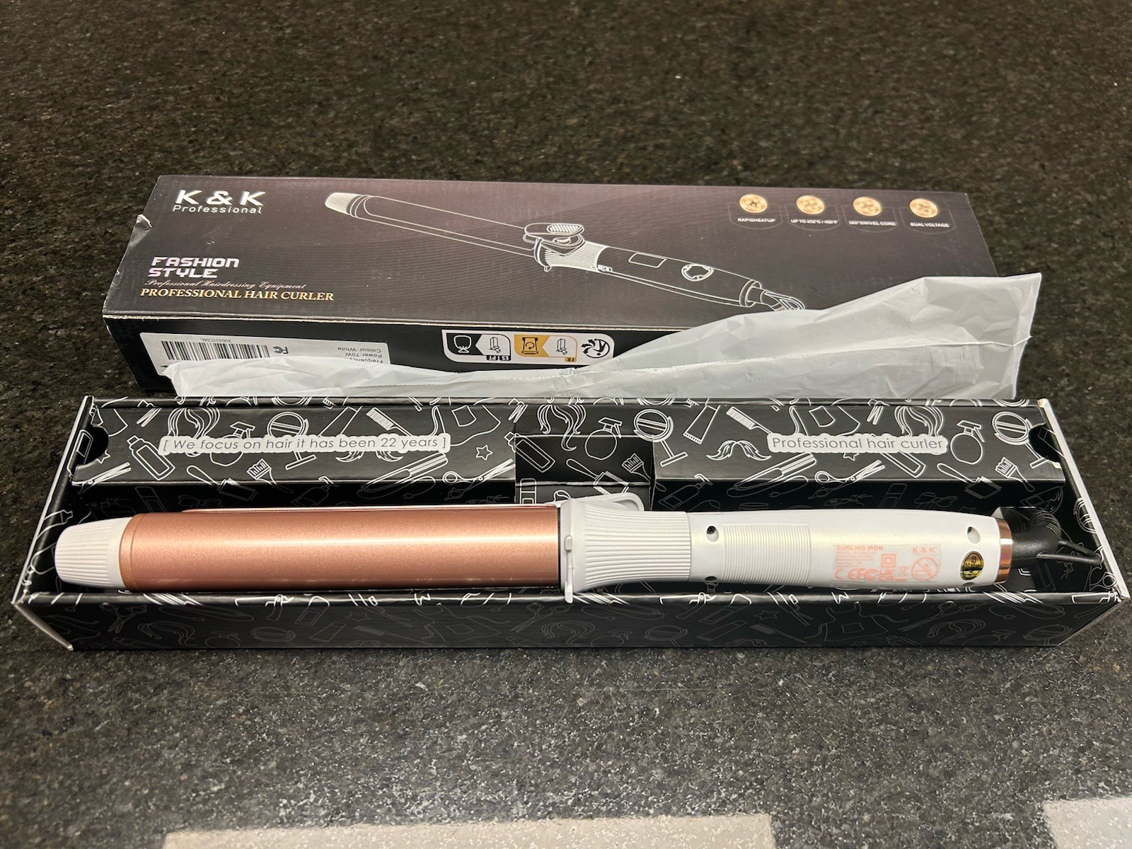 K&K Professional Hair Curling Iron 1.25 inch- Ceramic Coating QY-2033