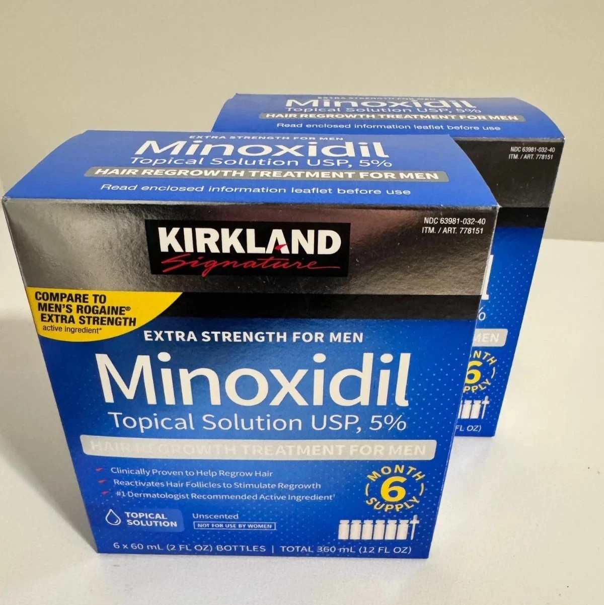 Kirkland Minoxidil 5% Extra Strength Men 6 Month Supply Hair Regrowth 2x
