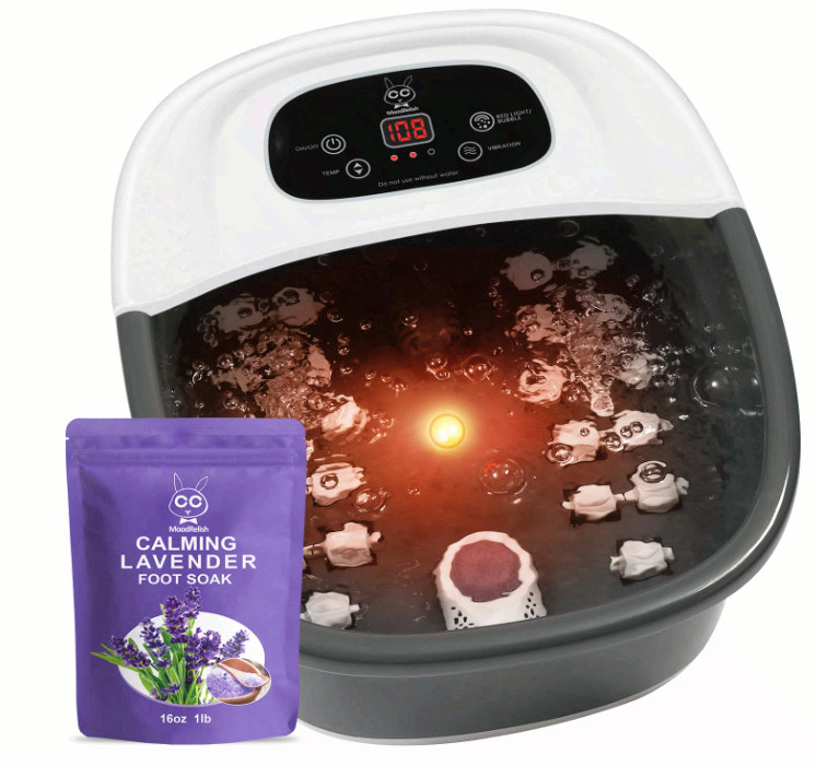 Foot Spa Bath Massager with Heat Bubbles and Vibration Massage and Jets, 16 OZ