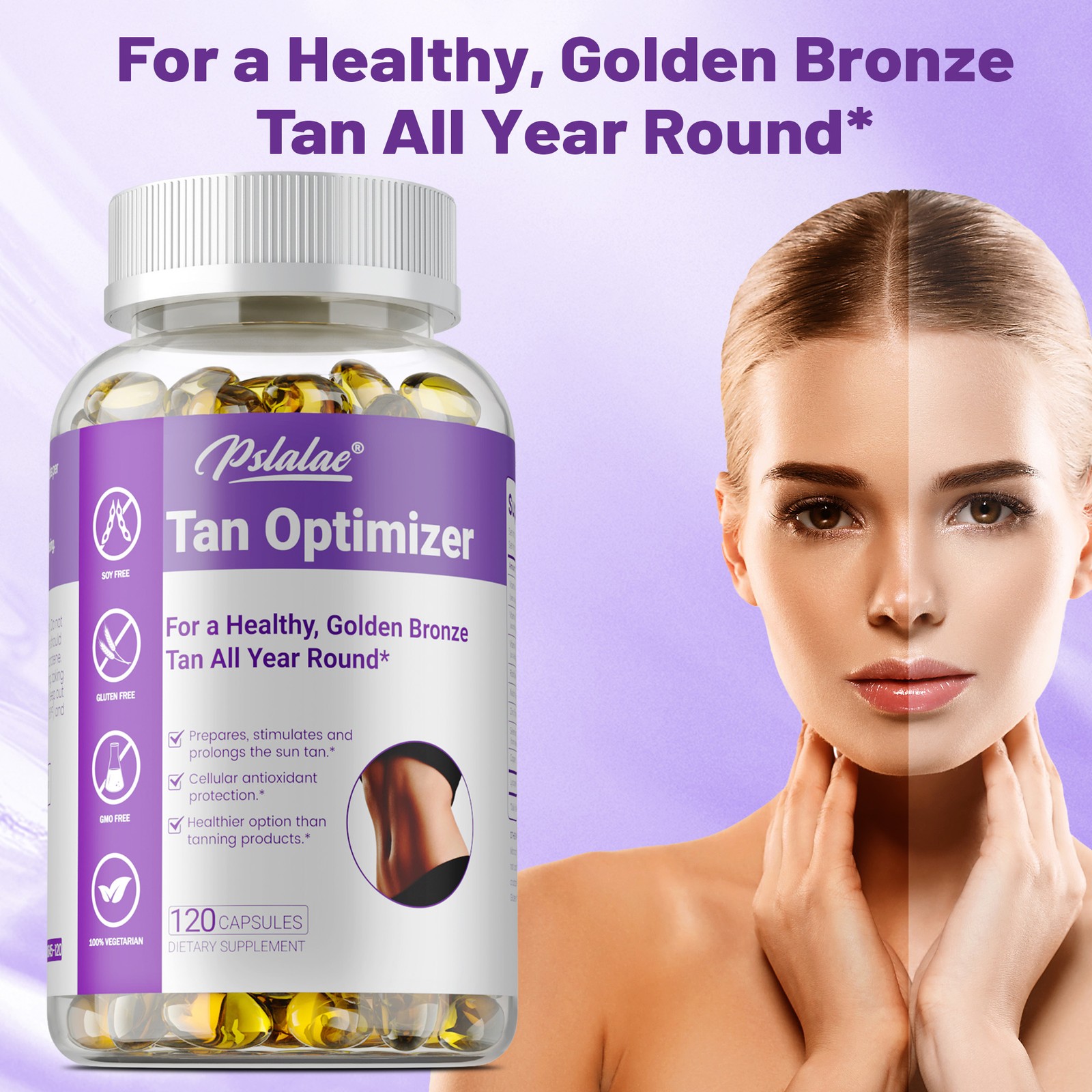 Tan Optimizer 120pcs – Natural Tanning,Improve Dryness and Roughness,Skin Health
