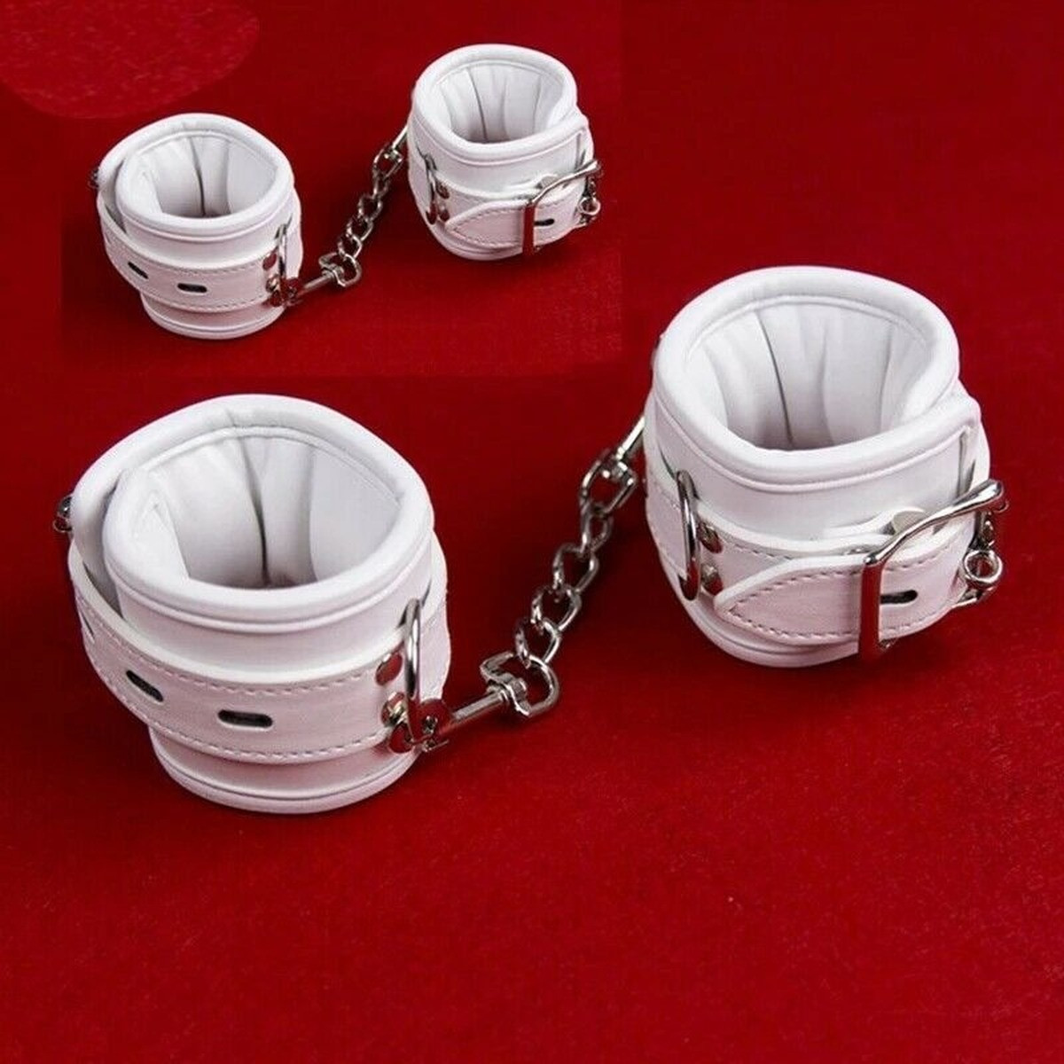 Soft Padded PU Leather Collar Wrist HandCuffs Ankle Set Restraint Bondage BDSM