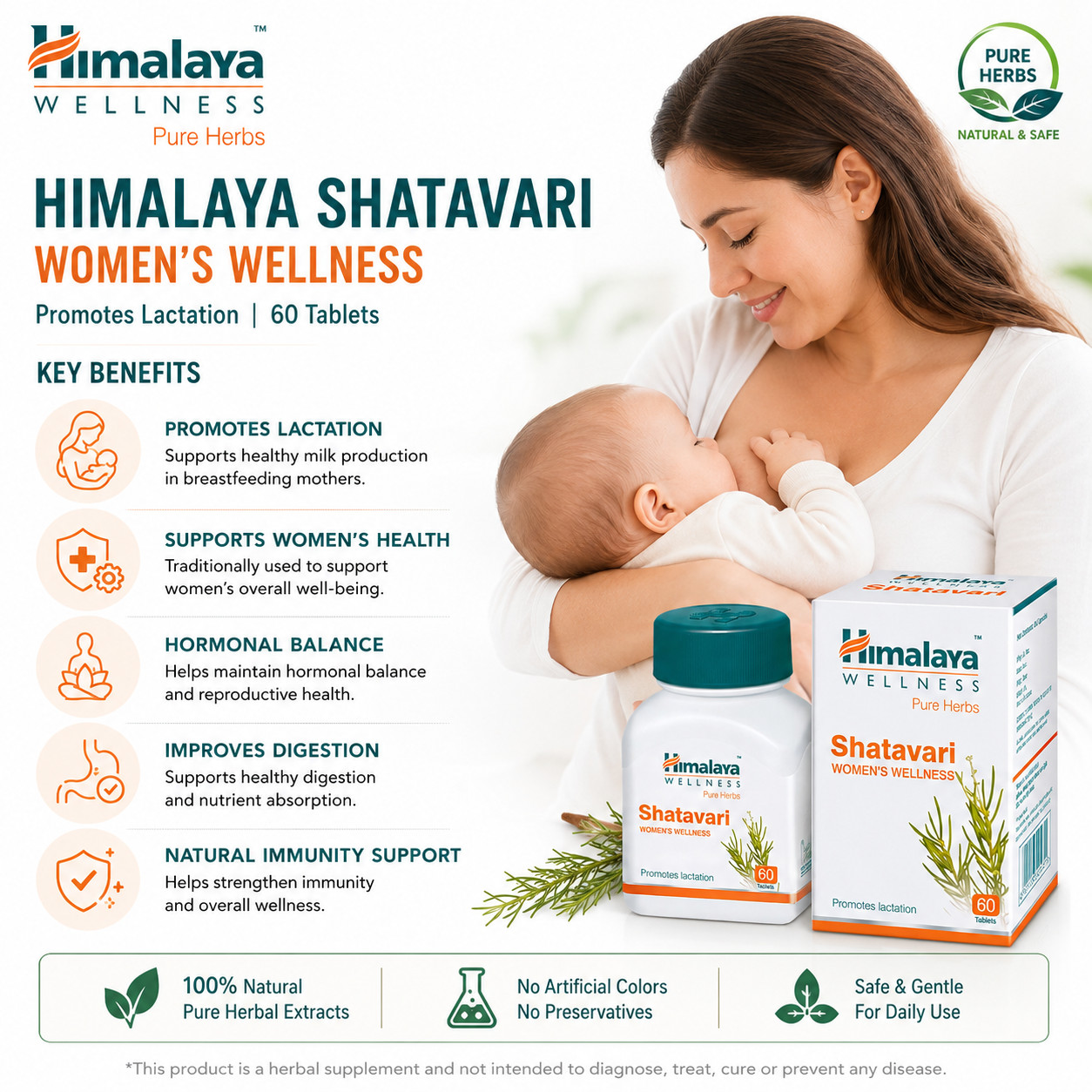 Himalaya Shatavari Tablets 60 Tabs Herbal Women Wellness Buy 2 Get 1 FreeUS Ship
