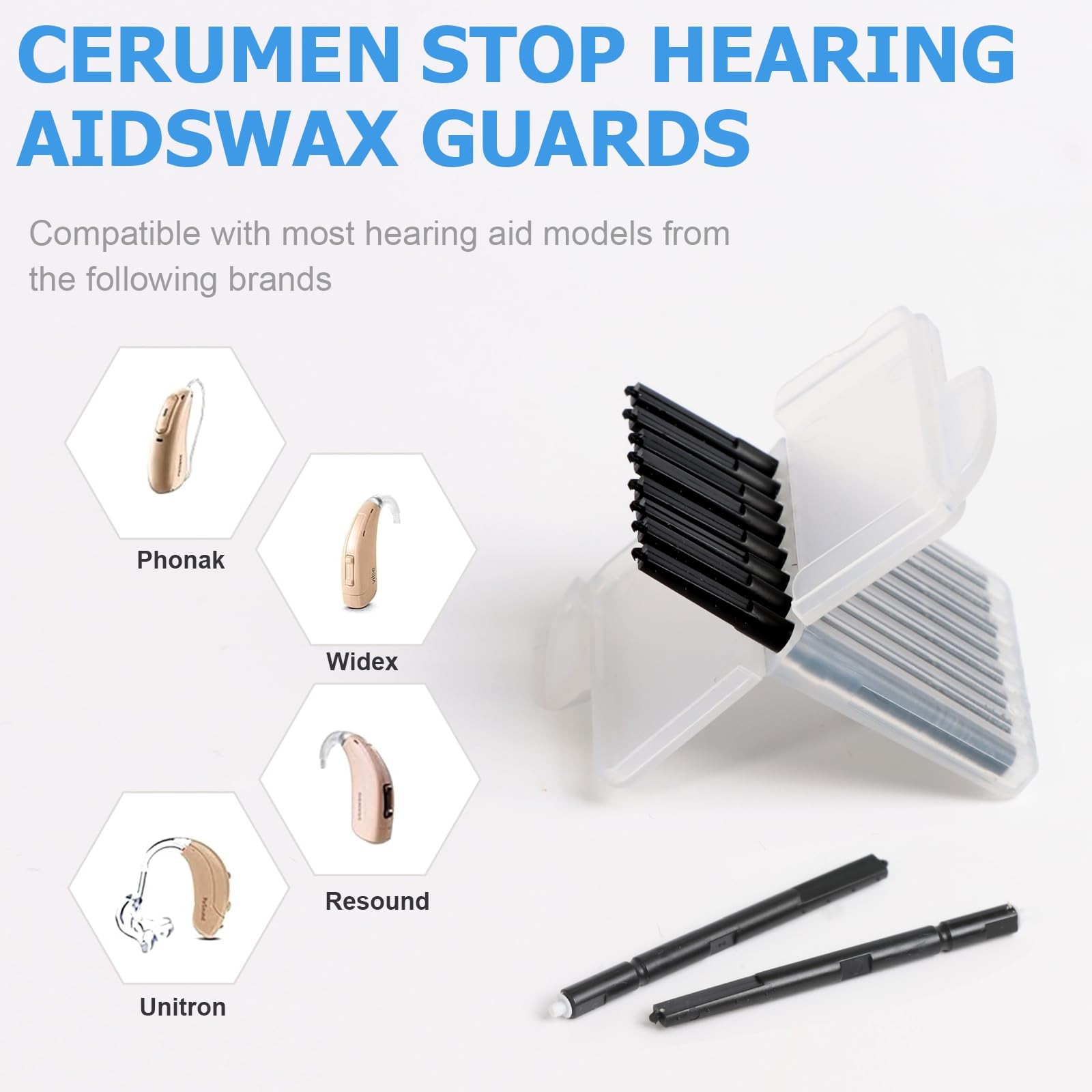 (40 Pcs) Phonak Cerumen Stop Wax Guard Filters for 0.05in-40 Pcs, Black