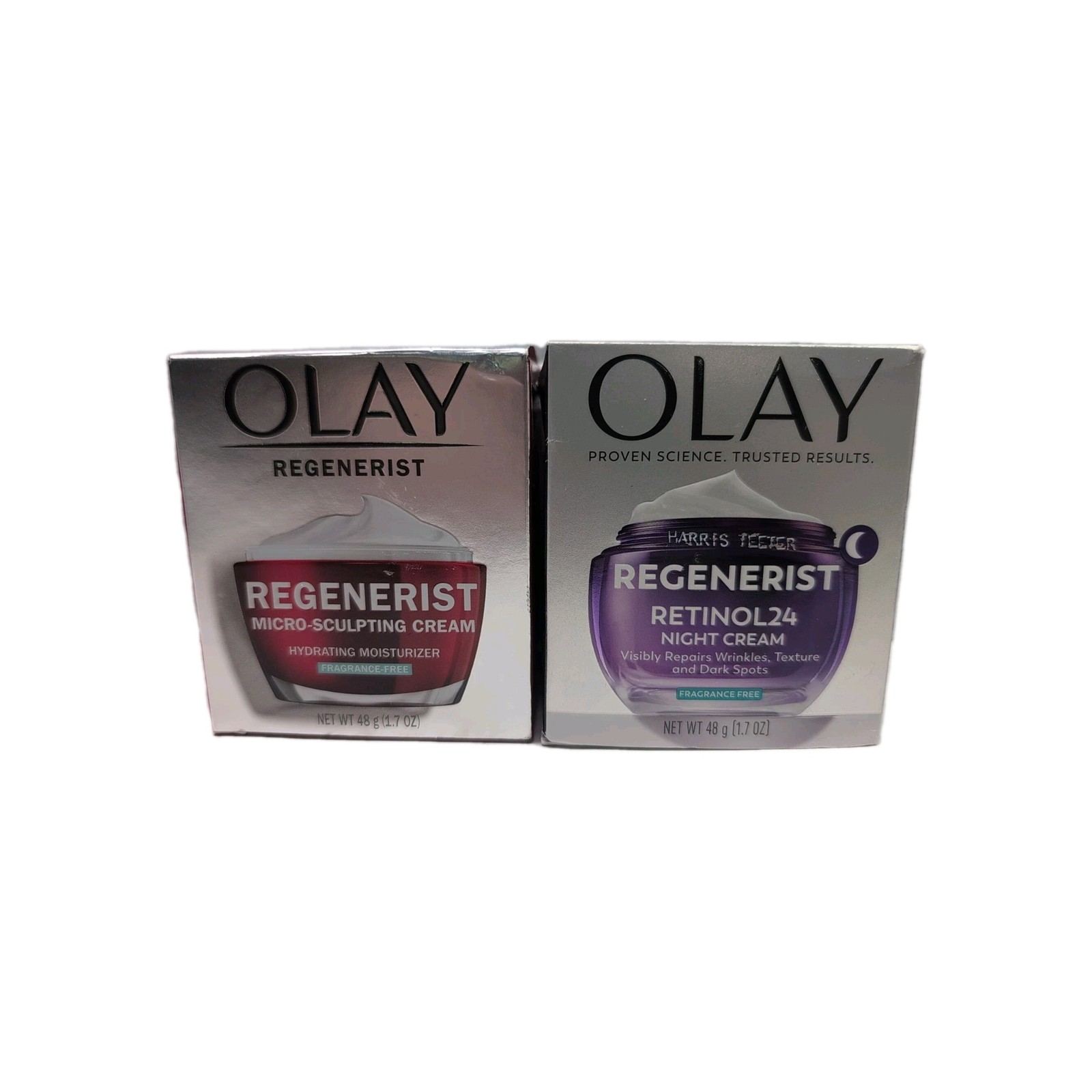 (2) OLAY Regenerist Micro-Sculpting Cream Anti Aging Moisturizer + Night Cream