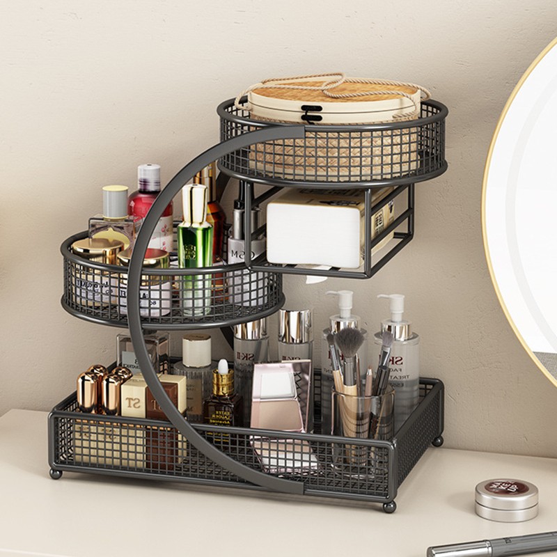 3 Tiers Makeup Rack Bathroom Skincare Shelf Organizer Bedroom Save Space Holder