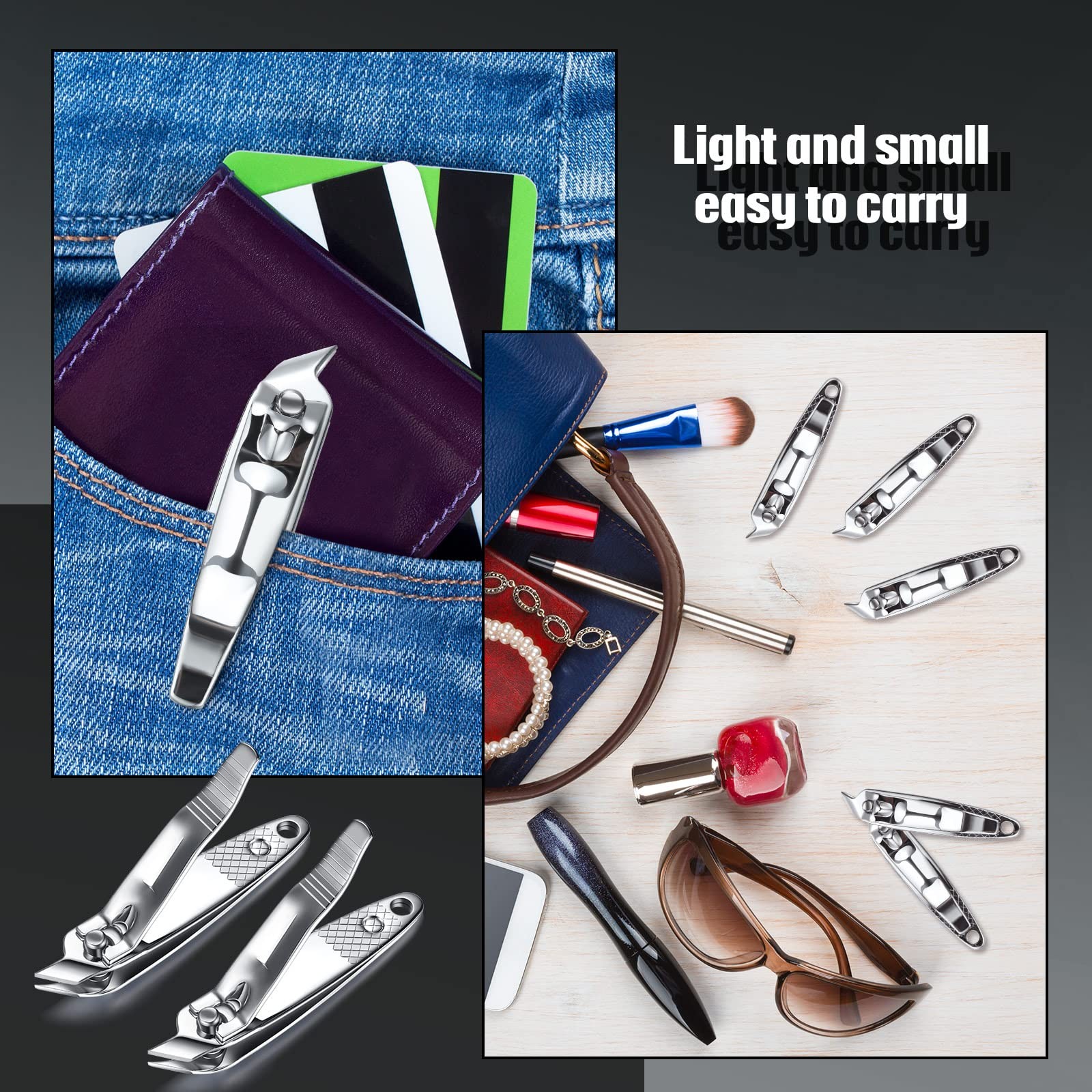 12 Pcs Nail Clippers for Women Slanted Edge Metal Side As Picture Show